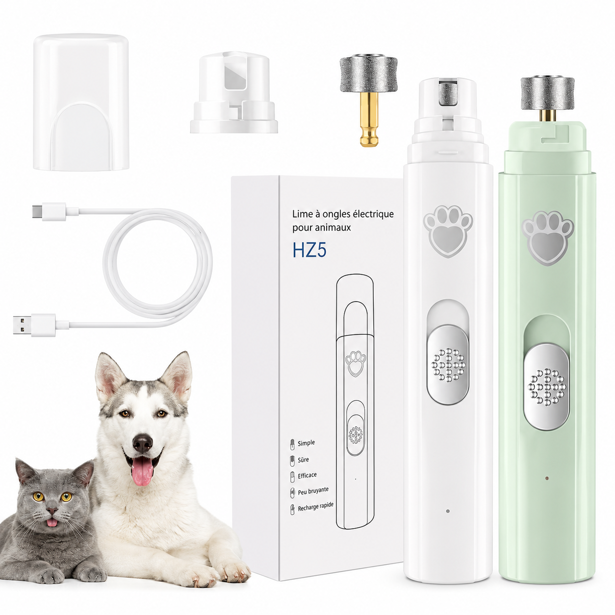 Lime à griffes électrique silencieuse pour chien et chat
